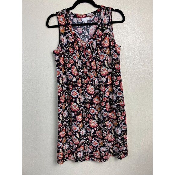 J. Jill Pleated Shift Floral Womens Size XS Black Multicolor whimsical Boho Pock - Picture 12 of 12